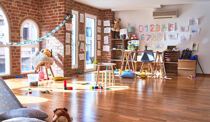 A clean daycare room