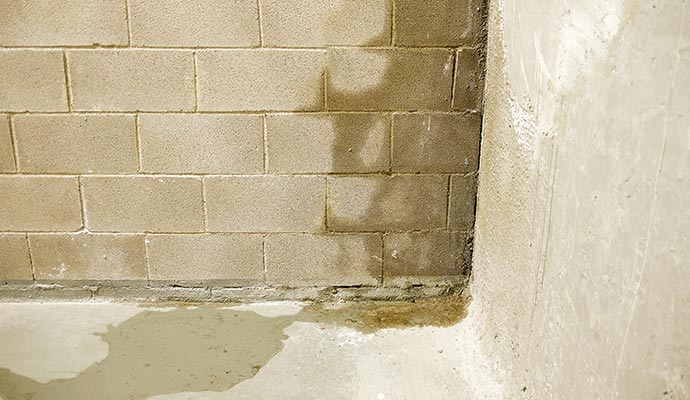 brick wall water leak