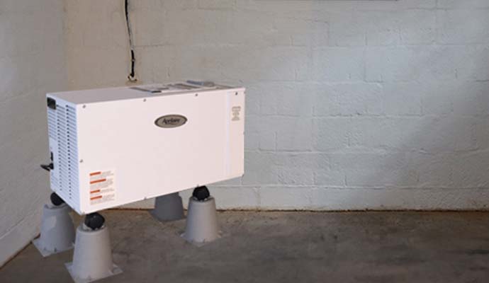 Dehumidifier installed in the basement