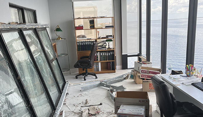 Disaster damaged room