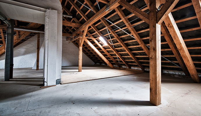 Restored attic after water damage