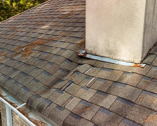 Water damaged roof