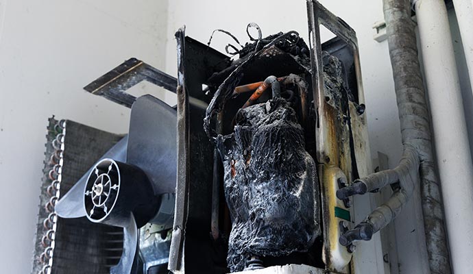 Burnt AC unit Burnt AC unit
