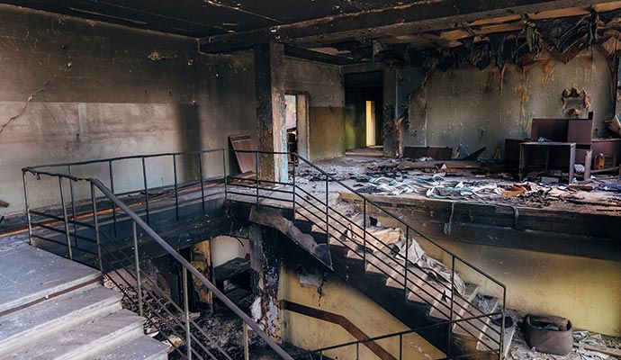 Fire damaged commercial property
