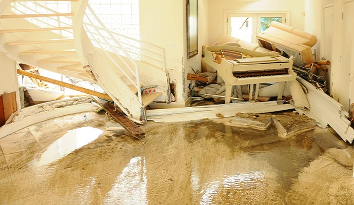 Floor flood water damage restoration service