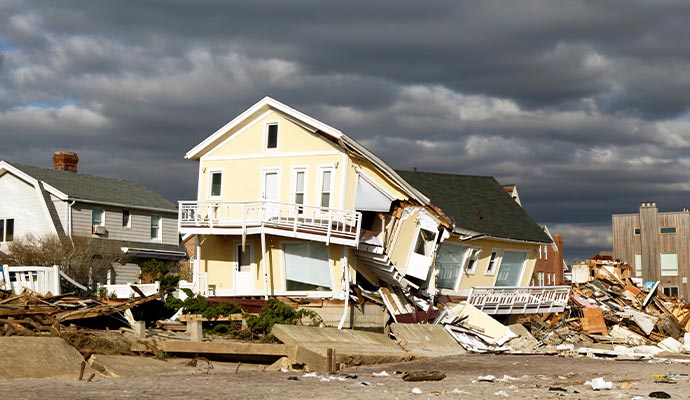 Hurricane damaged house