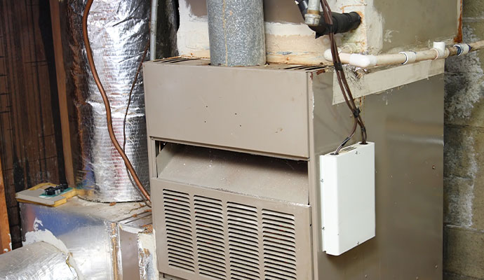 Indoor furnace in a utility room