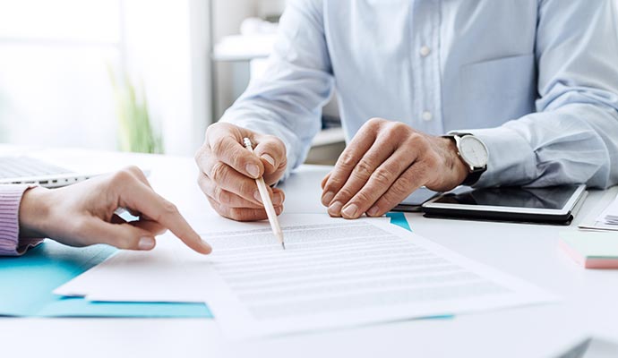 Insurance discussion with client Insurance policy discussion between client and agent