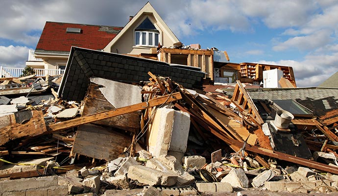 Residential property affected by natural disaster Residential property severely damaged by natural disaster