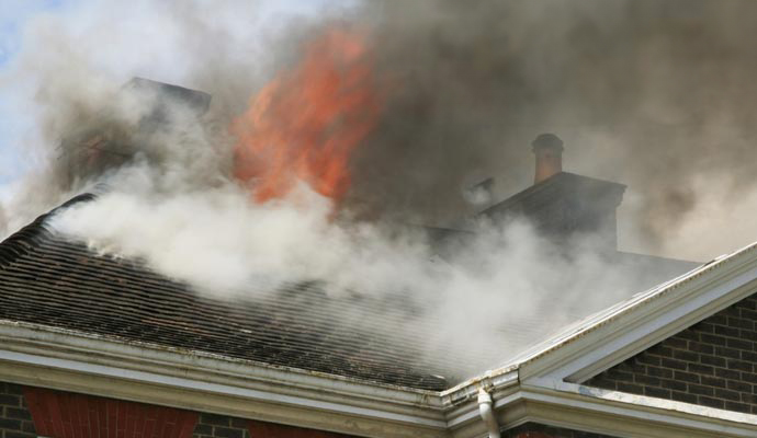 fire damaged house