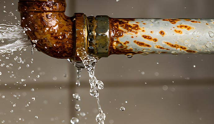 Water dripping from a rusty old water pipe