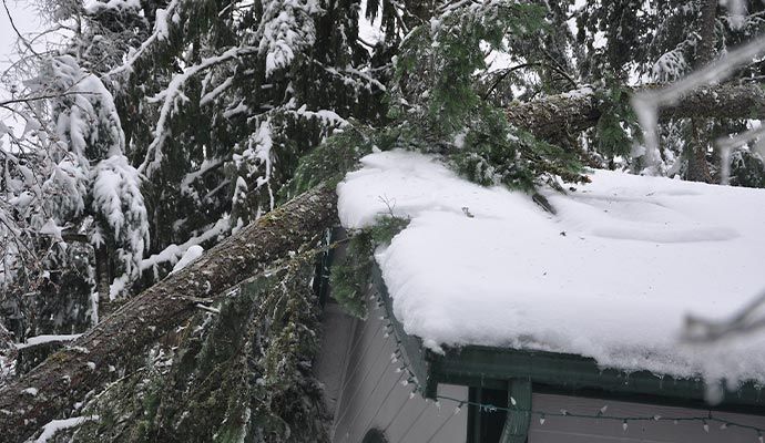 Snow damaged roof