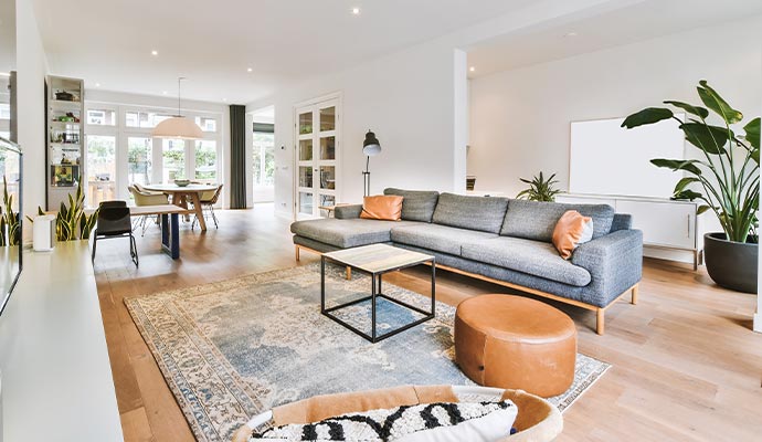 Clean living room after removing smoke