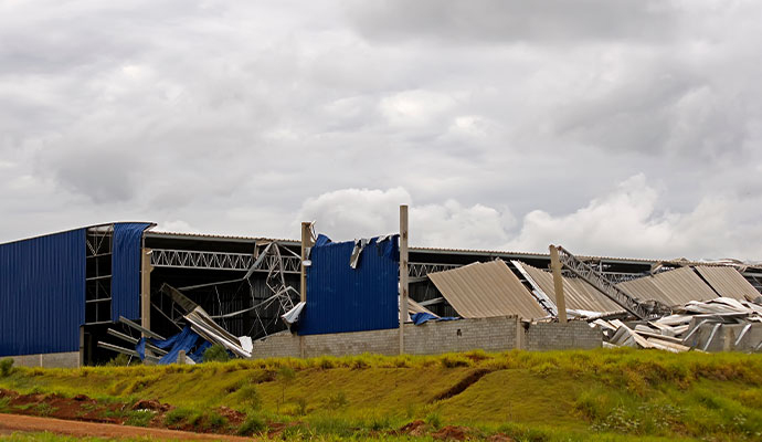 strom damaged roof