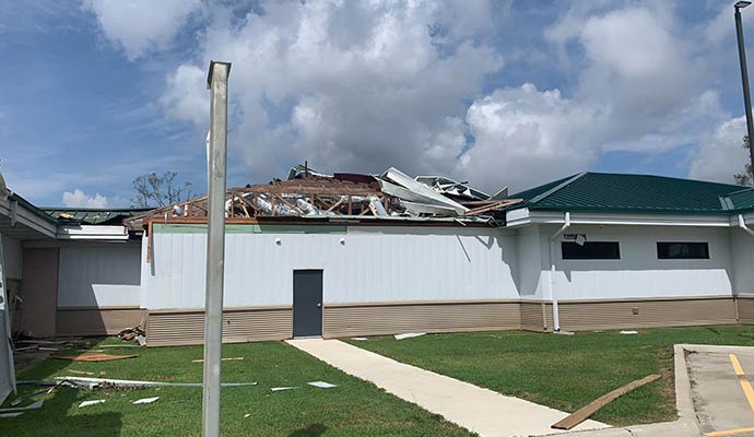 Storm damaged roof