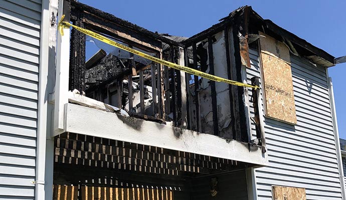 Structurally damaged property by fire