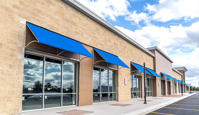 Exterior view of a retail storefront building
