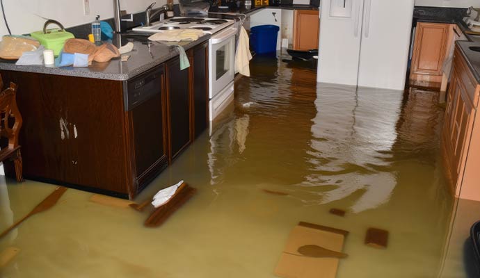 Flood damaged kitchen