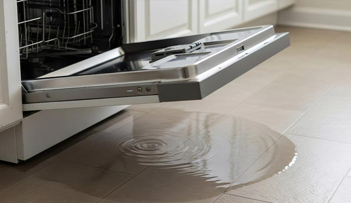 Water leaking from dishwasher