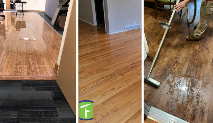 man cleaning wooden floor